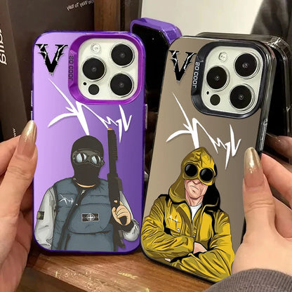 Plating Phone Case for iPhone 16 15 13 14 12 11 Pro Max XS X XR 8 7 Plus SE 2020 Luxury Cool V-VrunkS Shockproof Bumper Cover