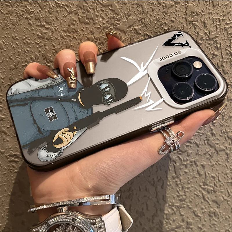 Plating Phone Case for iPhone 16 15 13 14 12 11 Pro Max XS X XR 8 7 Plus SE 2020 Luxury Cool V-VrunkS Shockproof Bumper Cover